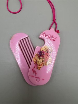 Vtg Mattel Barbie Pink Necklace Folding Comb Locket Pendant Child Toy Dress Up