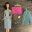 Vintage Barbie Clone Teal Blue Sheath Dress & Accessories- 1960s Clothes