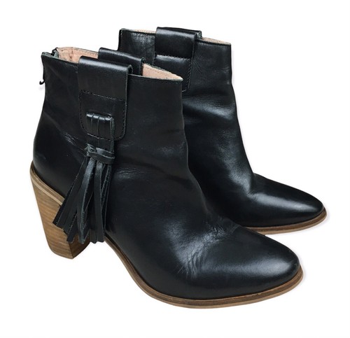 Seychelles Black Tassel Leather Booties 