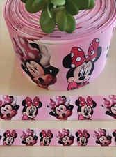 5/8, 7/8, 1.5 & 3" (1 YD) Minnie Mouse Grosgrain Ribbon Disney Character Ribbon