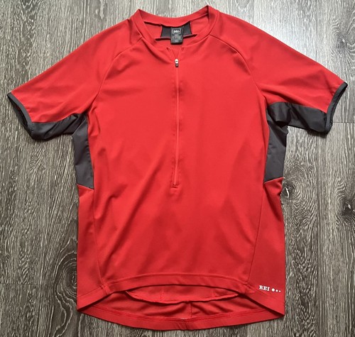 REI Cycling Bicycle Activewear Top Jersey Back Pockets Half Zip Red Size Large