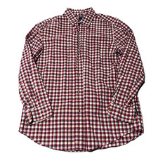 Chaps Shirt Mens Medium Red Check Button Down Long Sleeve Preppy Travel EUC