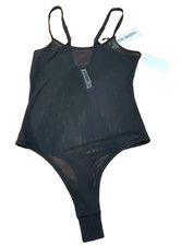 Steve Madden Women's Sheer Mesh Thong Bodysuit, Black, S