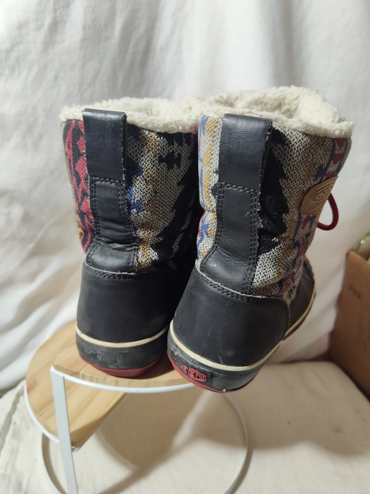 KEEN donna tg. 7 Stivali Elsa impermeabili anatra stampa azteca con fodera sherpa