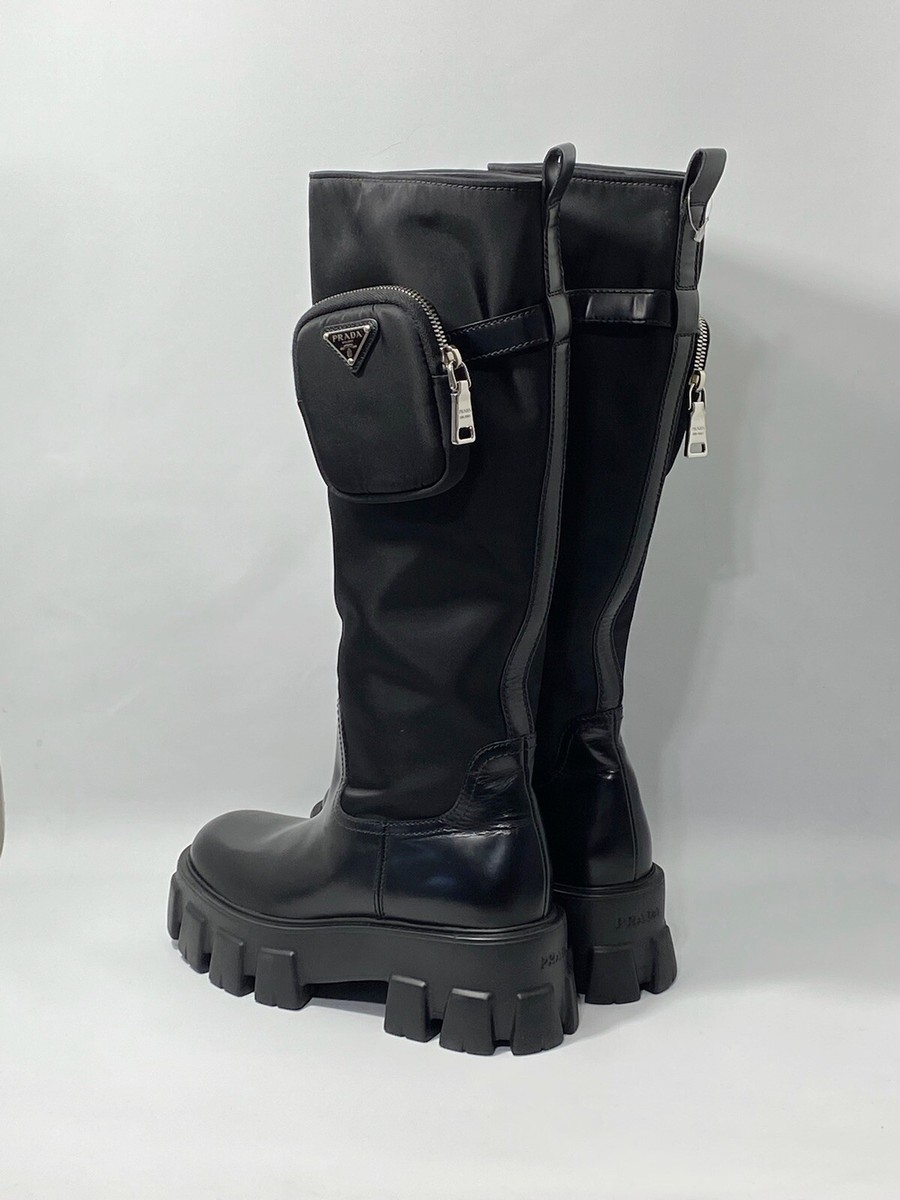Prada Tall Leather Riding Boots size 38 | eBay