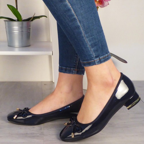 Court Shoes Ladies Casual Work Bow Mid Heel Office Party Smart Comfy Womens Size - Picture 13 of 43