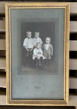 Vintage Framed Photograph Under Glass  4 Siblings/Children Framed