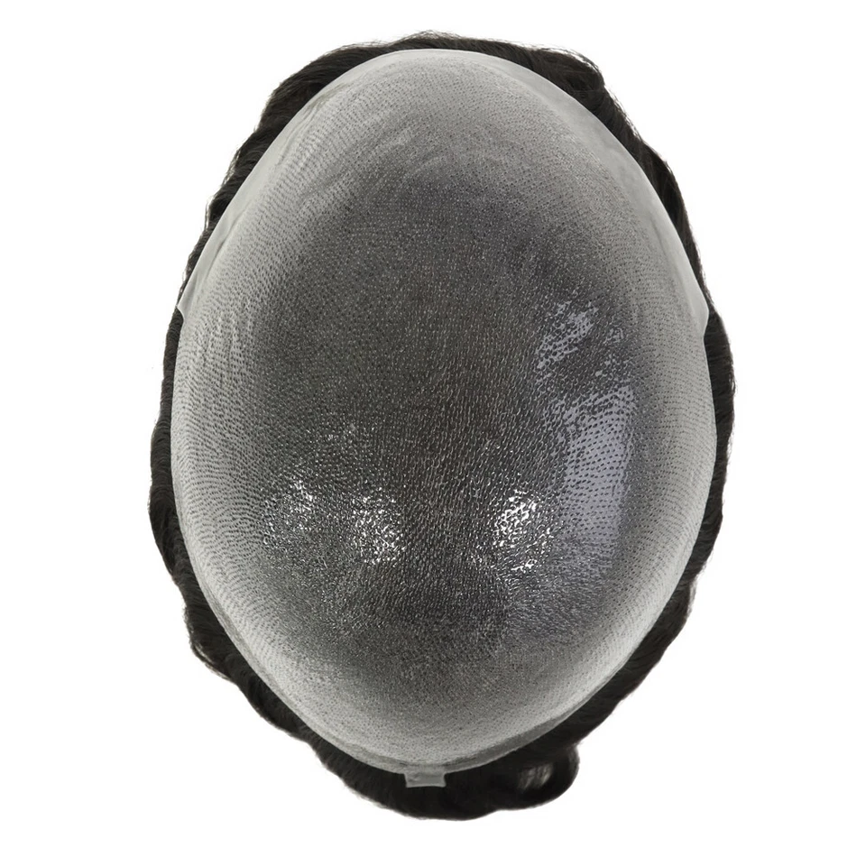 Sistema de substituição de cabelo humano masculino Toupee 0,06 mm peça de cabelo orgânica 100% denisty - Imagem 4 de 4
