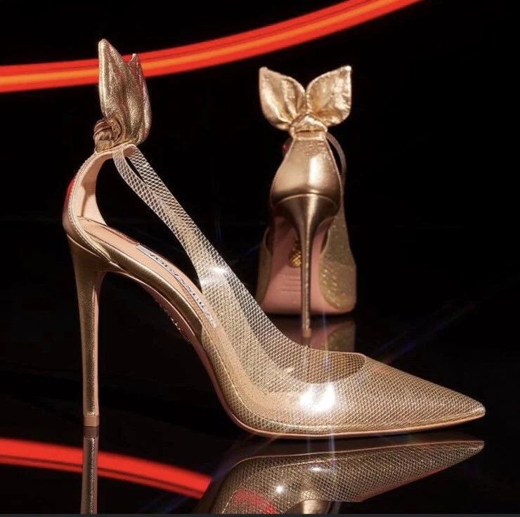 Aquazzura Bow Tie 105 plexi heels sz 39