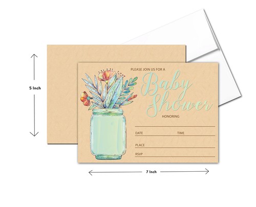 Rustic Baby Boy Shower Invitations - 25 Invites with Envelopes - B15202 - Bild 2 von 6