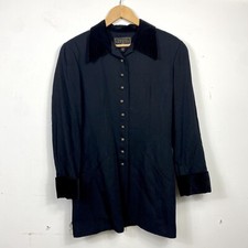 Vintage 1980s Express Black Blazer Suede Collar Womens 5/6 USA