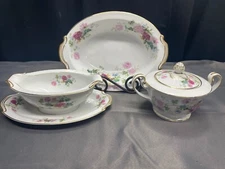 Noritake "GARDENA" #3056 ~ Gravy Boat , Sugar Bowl, Oval Serving Bowl