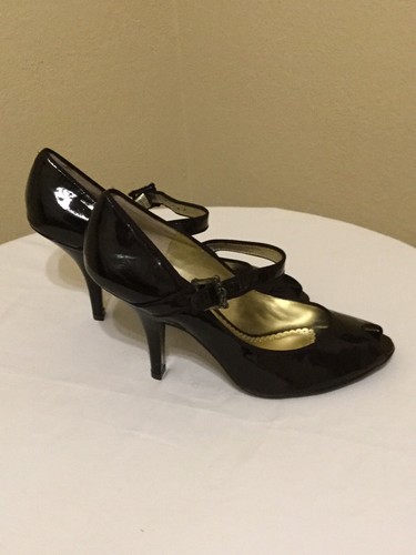 Bcbg Paris Chocolate Brown Patent Leather Peep Toe Mary Jane Sz 10 - Picture 2 of 6