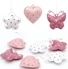 9 x Herz Hänger Anhänger Metall Liebe Hochzeit Deko Herzen Schmetterling Blumen