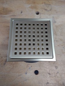 6" Square Shower Floor Drain With Flange Pattern Grate Removable Brushed Gold