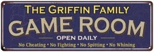 The Griffin Family Personalized Blue Game Room Metal Sign 106180037643