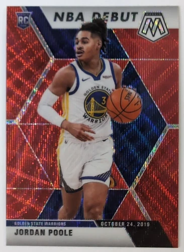 2019-20 Panini Mosaic Debut Ruby Red Wave Prizm Jordan Poole Rookie RC #261