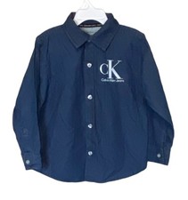 NWT Calvin Klein Jeans Little Boys Chambray Long Sleeve Button Down Shirt Sz 4