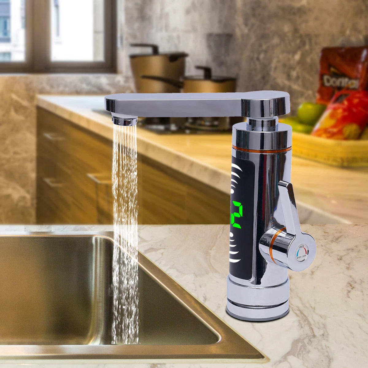 110V Electric Instant Hot Water Heater Shower Kitchen Tap Faucet Digital  Display | eBay