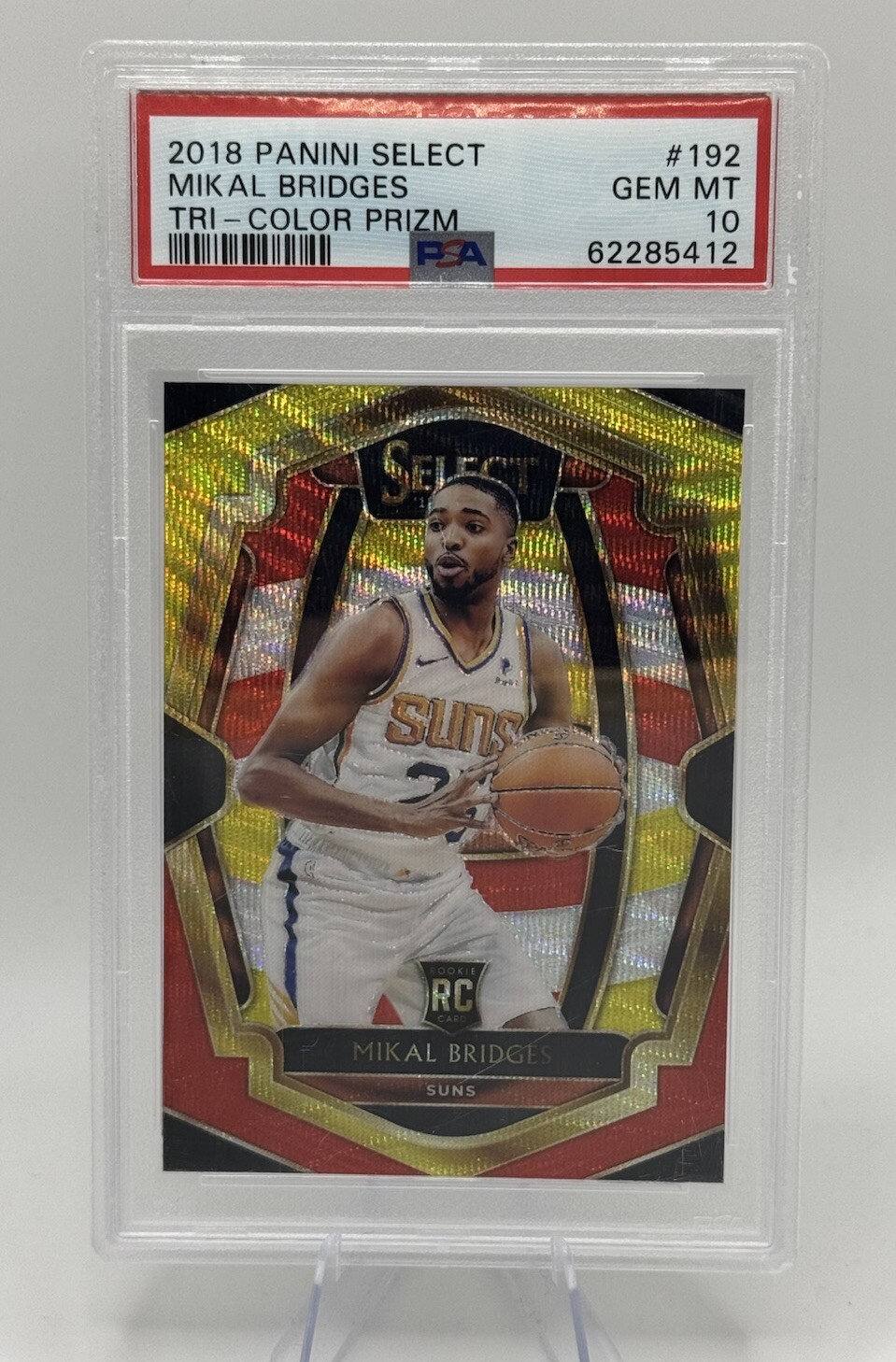 Mikal Bridges PSA 10 RC 2018-19 Select Premier Level #192 Tri-Color Prizm Knicks