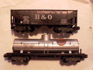 Vintage American Flyer (2) S-GA.Freight Cars,Gulf #24309 & B&O #801 VG.Orig Cd.