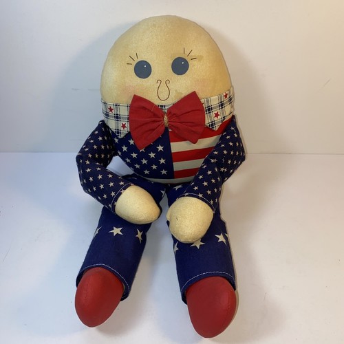 Peluche vintage fatto a mano Mr Humpty Dumpty Patriotic America stelle e strisce 15" - Foto 4 di 5