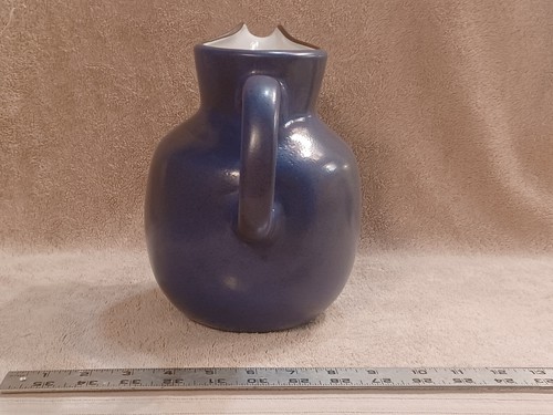 Vintage Heath Ceramics Blue Moonstone and White Opaque Pitcher 8 5/8” H.T.F. - Picture 2 of 24