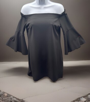 CeCe Dress Women's Size 2P Petite Shift Dress Black Half Sleeve