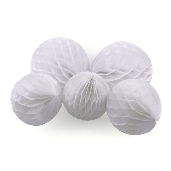 5 WabenbäLle Weiß Honeycomb Papier Wabenball Hochzeit Geburtstag Deko Ø20-30Cm-image