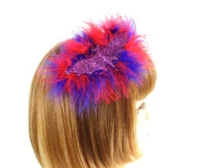 Red Purple Feather Glittered Bat Hair Clip Halloween Decoration Hat Society Lady