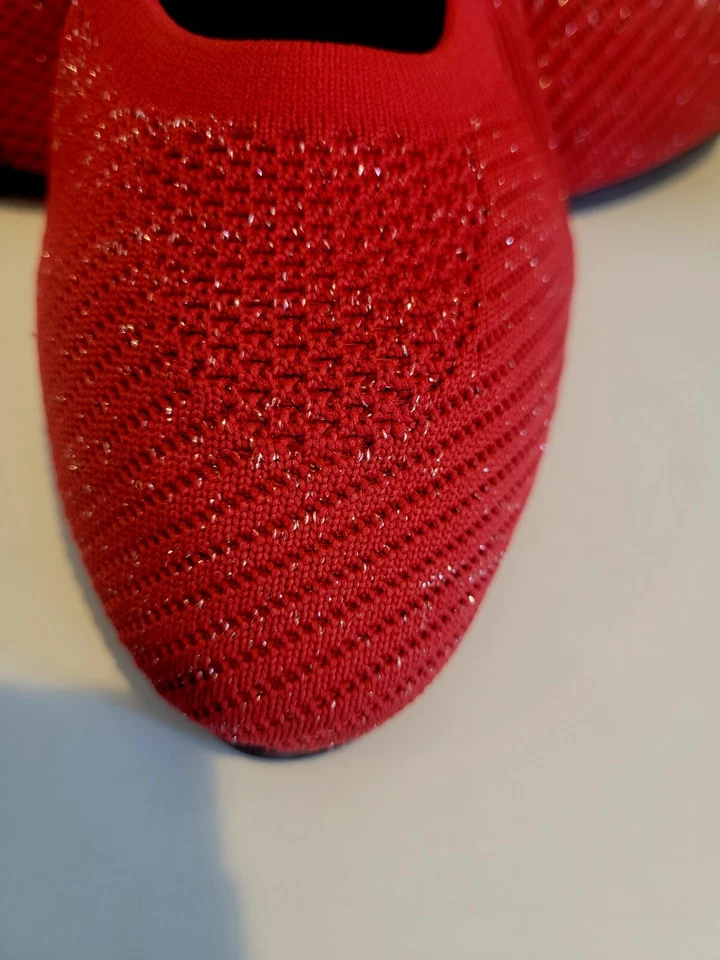 Sapatilhas de balé Bernie Mev NEW YORK malha com glitter vermelho 38/tamanho 7 - Imagem 3 de 4