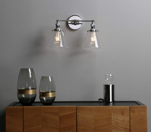 2-Light Wall Sconce Industrial Dual-Light Wall Light with Dual 7.3 Inch Cone ... - Picture 5 of 7
