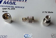 1 x F TV Male plug to UHF PL259 PL-259 Male RF coaxial Adapter RF Connector USA