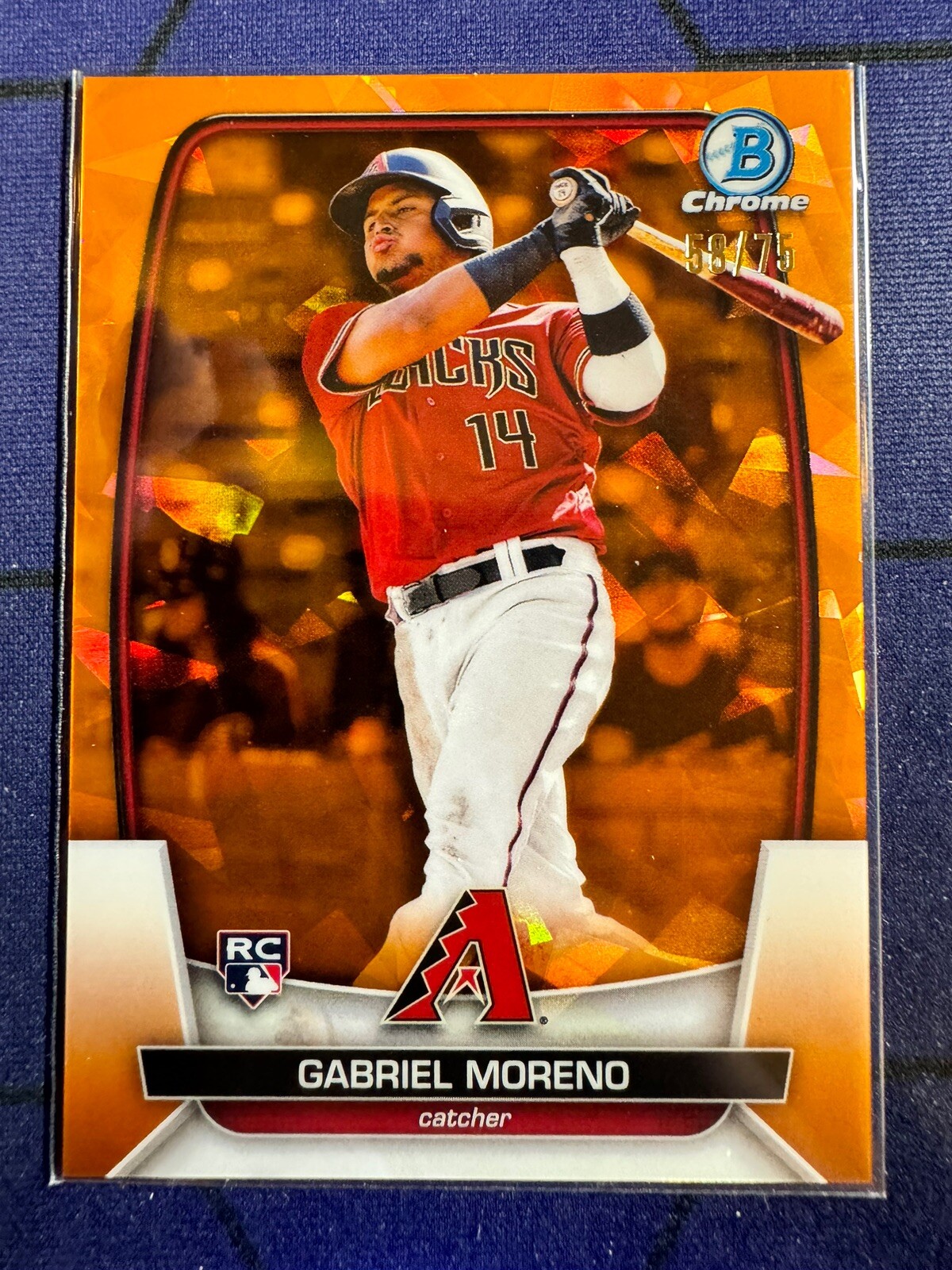 Gabriel Moreno RC 2023 Bowman Chrome Sapphire Orange /75 Diamondbacks #59