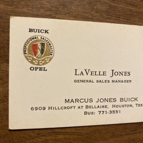 Tarjeta de visita vintage de concesionario de ventas de autos Buick Opel de los años 70 Houston Texas P1H - Imagen 2 de 9