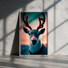 Christmas Reindeer Wall Art, Festive Wall Decor, Holiday Poster, Christmas Decor