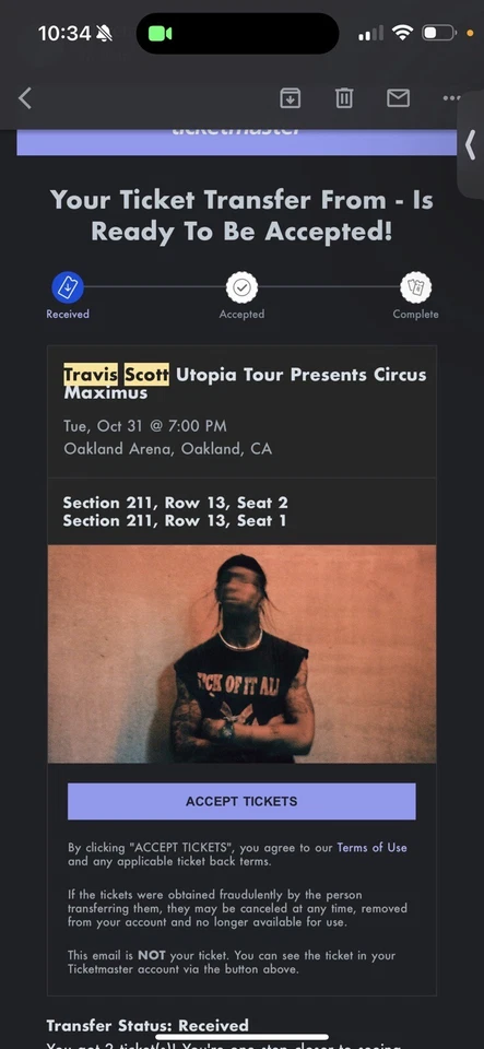 Boletos para conciertos de Travis Scott GA ENTRADA ANTICIPADA Circus Maximus Oakland 31 de octubre Foto 2 de 2