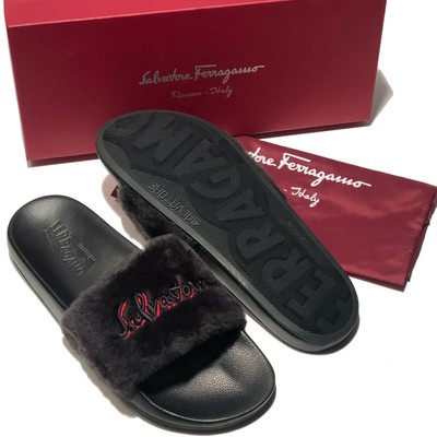 ferragamo fur slippers