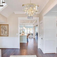 3 Tiers 20'' Luxury Gold Modern Crystal Chandelier Ceiling Pendant Light Fixture