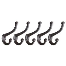 5pcs Vintage Style Cast Iron Wall Coat Hooks Hat Hook Hall Tree Brown 1/2" tall