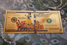 24k Gold Foil Plated Disney Princess' Collectable Snow White Banknote. Mint!
