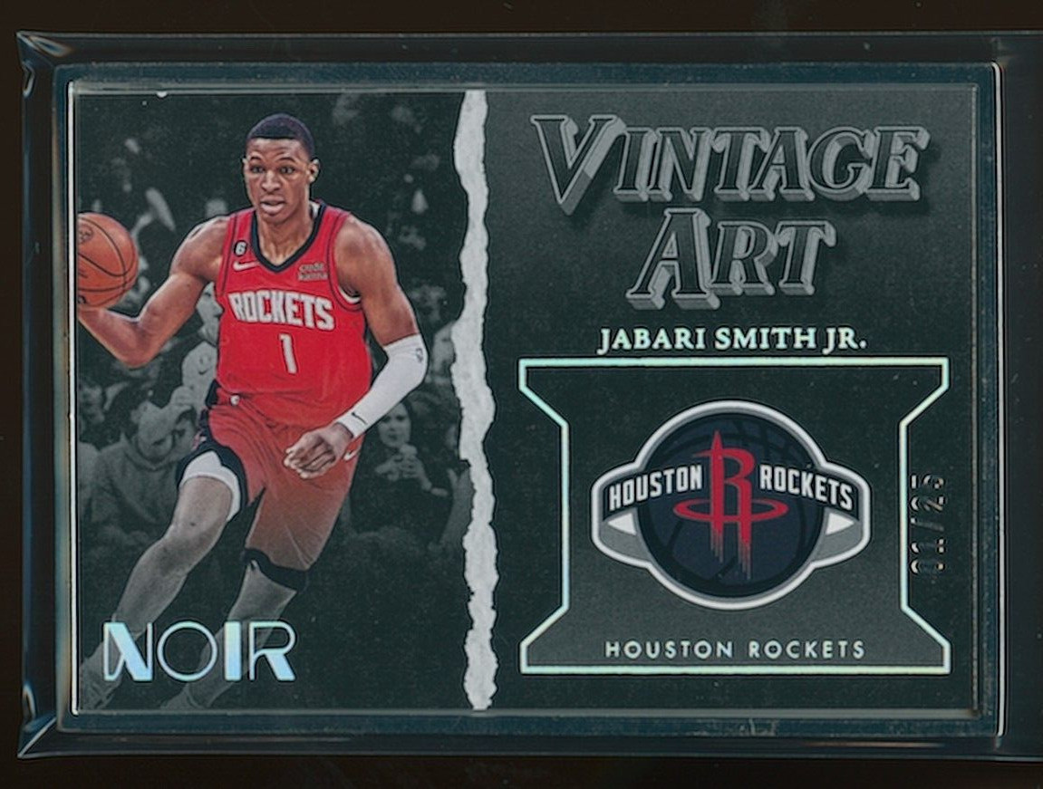 Jabari Smith Jr 2022-23 Panini Noir Metal Jersey Number Frame Vintage Art RC 25