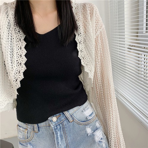 Girl Lace Cardigan Shrug Bolero Coat Jacket Cropped Tops Hollow Out Front Open - Picture 12 of 17