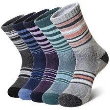 Merino Wool Hiking Socks for Women Thermal Winter Warm Medium Stripe B