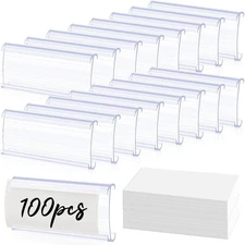 100Pcs Shelf Label Holder, Basket Labels Clip On Shelf Labels for Storage Bin...