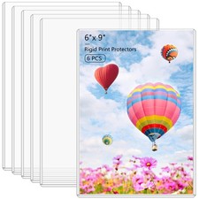 6PCS 6" x 9" Rigid Print Protectors Clear Hard Plastic Large Card Sleeves for...