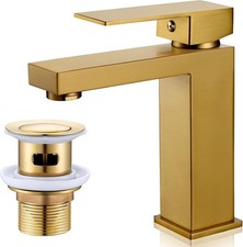 New 2026 upgraded Gold Basin Tap with Waste, Bathroom Mixer Tap Gold Single Leve