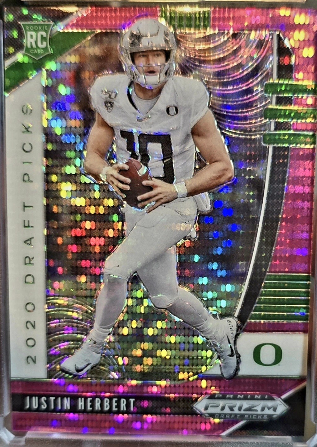 🏈 2020 JUSTIN HERBERT Prizm Draft Picks Pink Pulsar ROOKIE 🔥 CHARGERS DUCKS