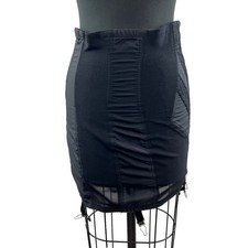 RAGO New York Open Black Bottom Girdle Corset Nylon Stretch Side Zipper Large 30