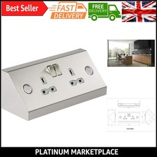 13A 2G Mounting DP Switched Socket - Stainless Steel with Grey Insert - Versa...